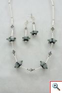 Sterling Silver black & grey dot bead set