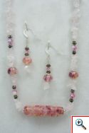 Beaded set pink with Rose Quartz chips