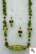 Beaded set green with Grossular Garnet chips