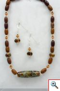 Beaded set brown & green with jasper beads