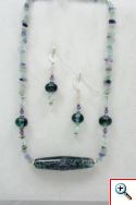 Beaded set teal & purple with Flourite chips