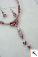Corded set light dusty pink with white & amethyst bead