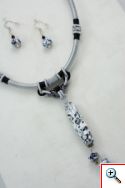 Corded set grey with black & white bead