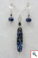 Pendant set blue/black/white swirl