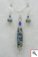 Pendant set lite blue/green/white swirl